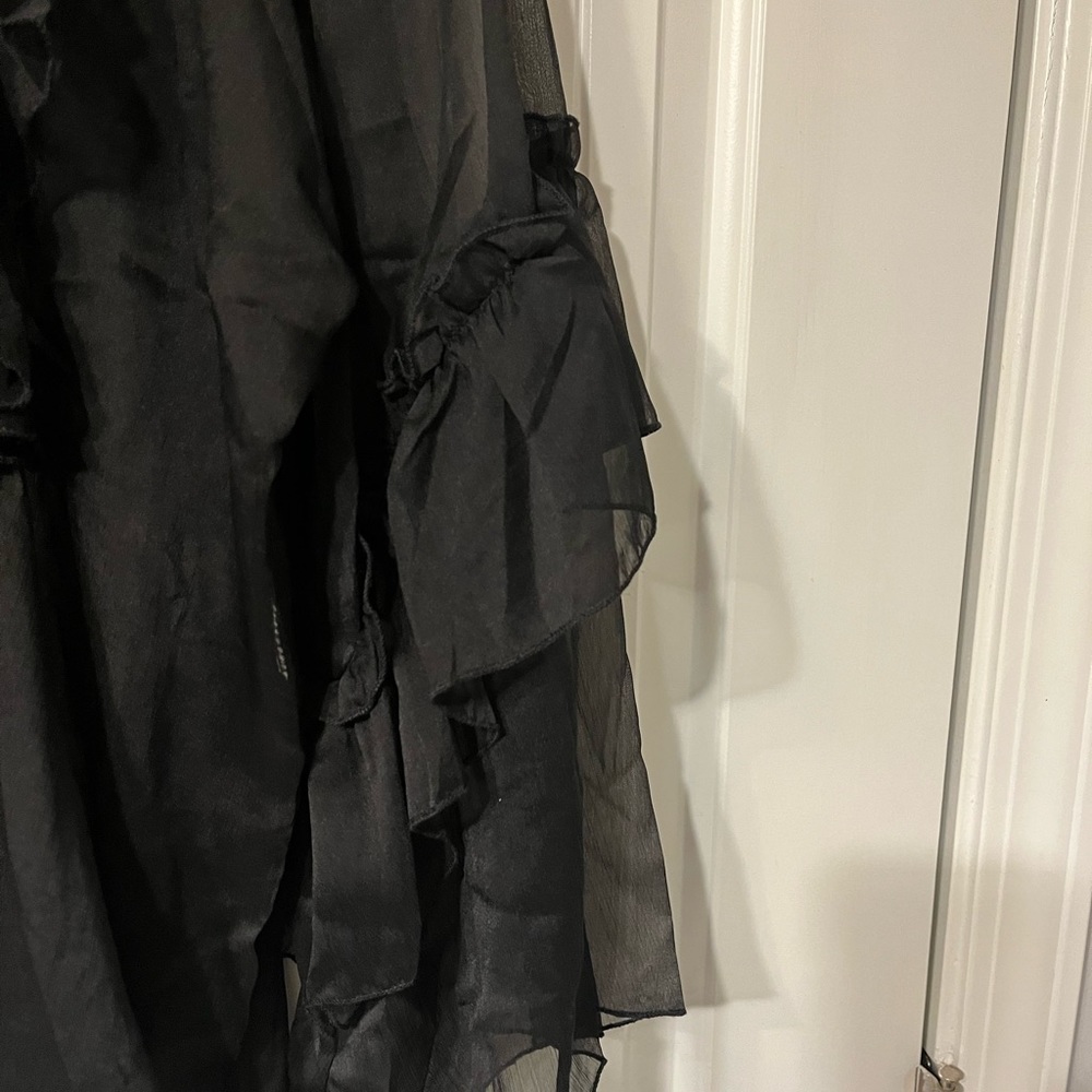 Plus size sheer tiered sleeve blouse